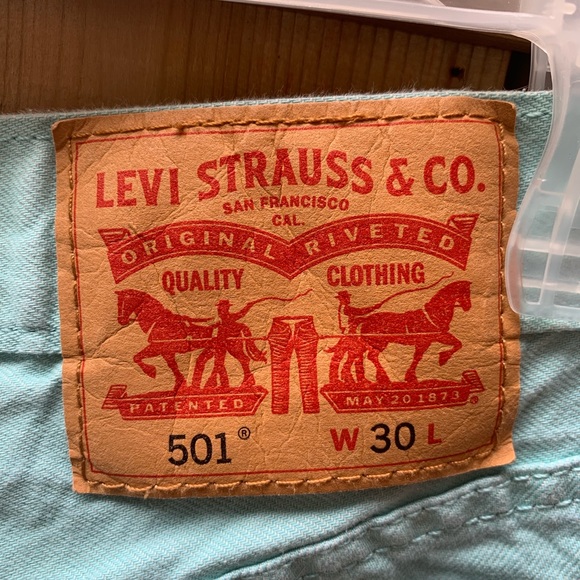 Levi’s Mint Denim Cuffed Shorts NWOT - Picture 5 of 10